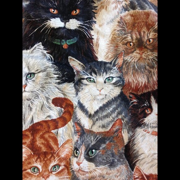 Cute Cats Pattern Drawstring Bag, over the shoulder, kittens tote gift idea - Picture 2 of 6